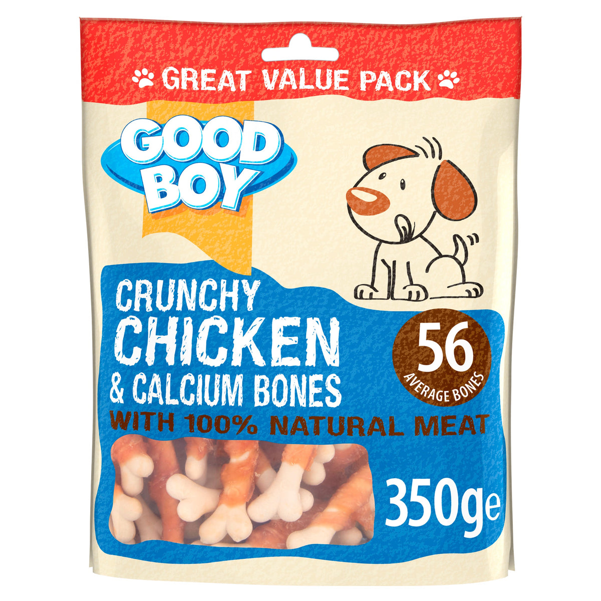 Good Boy Crunchy Chicken and Cal Bones 350g - Case of 4