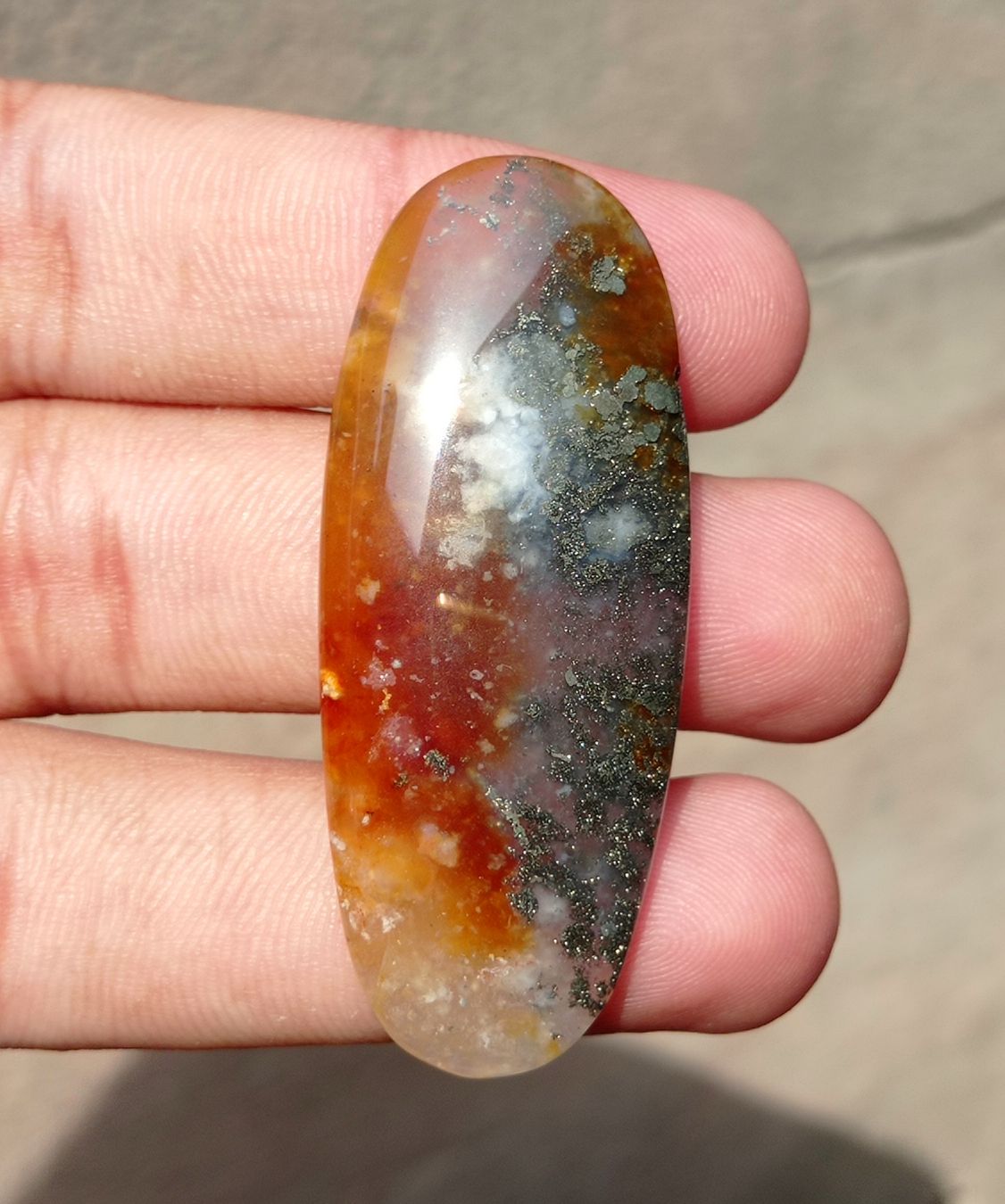 Marcasite Agate Sparkle Captivating Natural Stone - 57x23mm