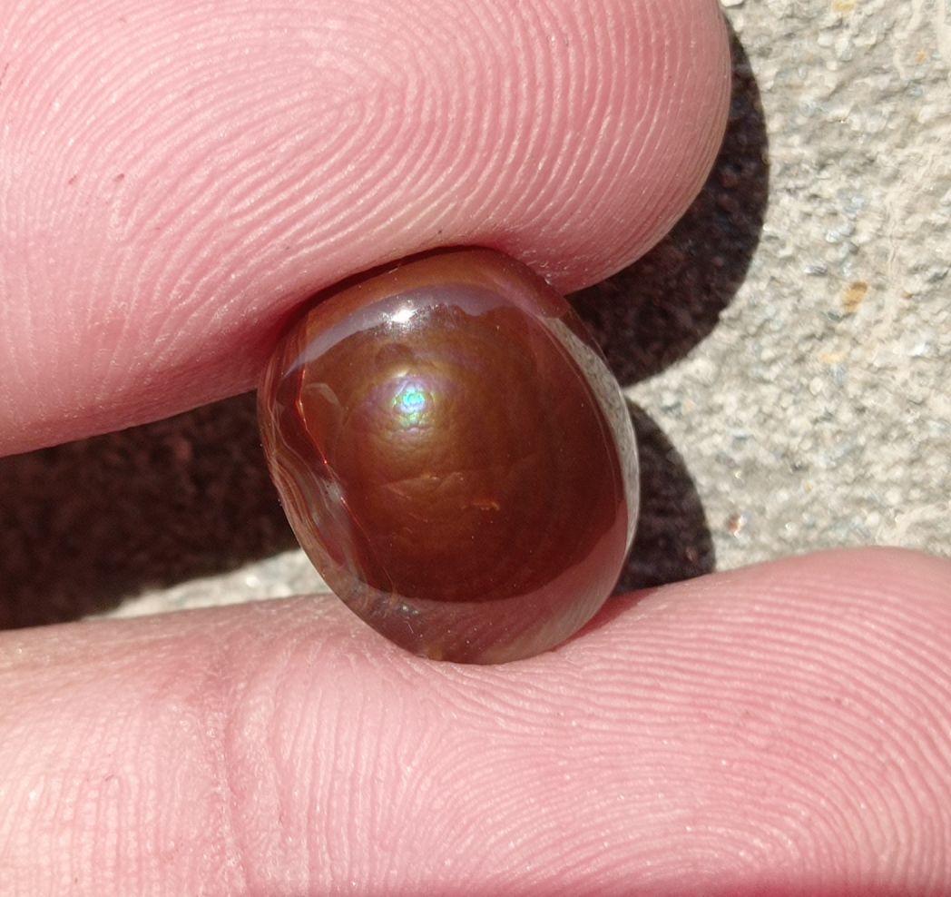 6.7ct Natural Fire Agate, Mexican Fire Agate, Polished Fire Agate Rare Fire Agate - Perfect gemstone Gift, Brown Oval Cabochon Fire Agate, Dimensions - 14x11 mm