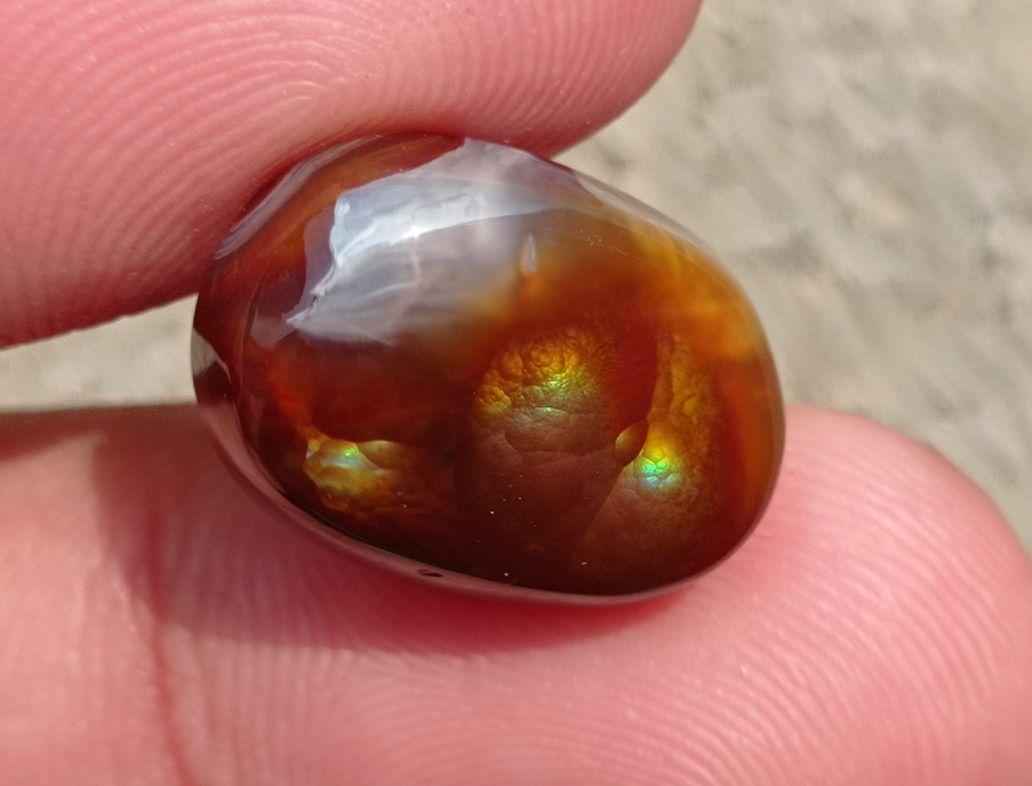 17.9ct Polished Fire Agate, Fire Agate Oval cabochon - Perfect gemstone Gift, Rare Gemstone , Dimensions - 18x13mm