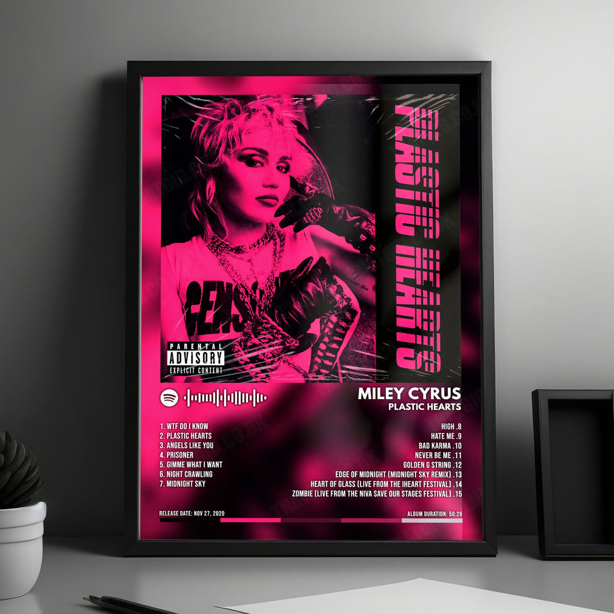 Miley Cyrus "Plastic Hearts" Album Cover Poster - with Complete Tracklist