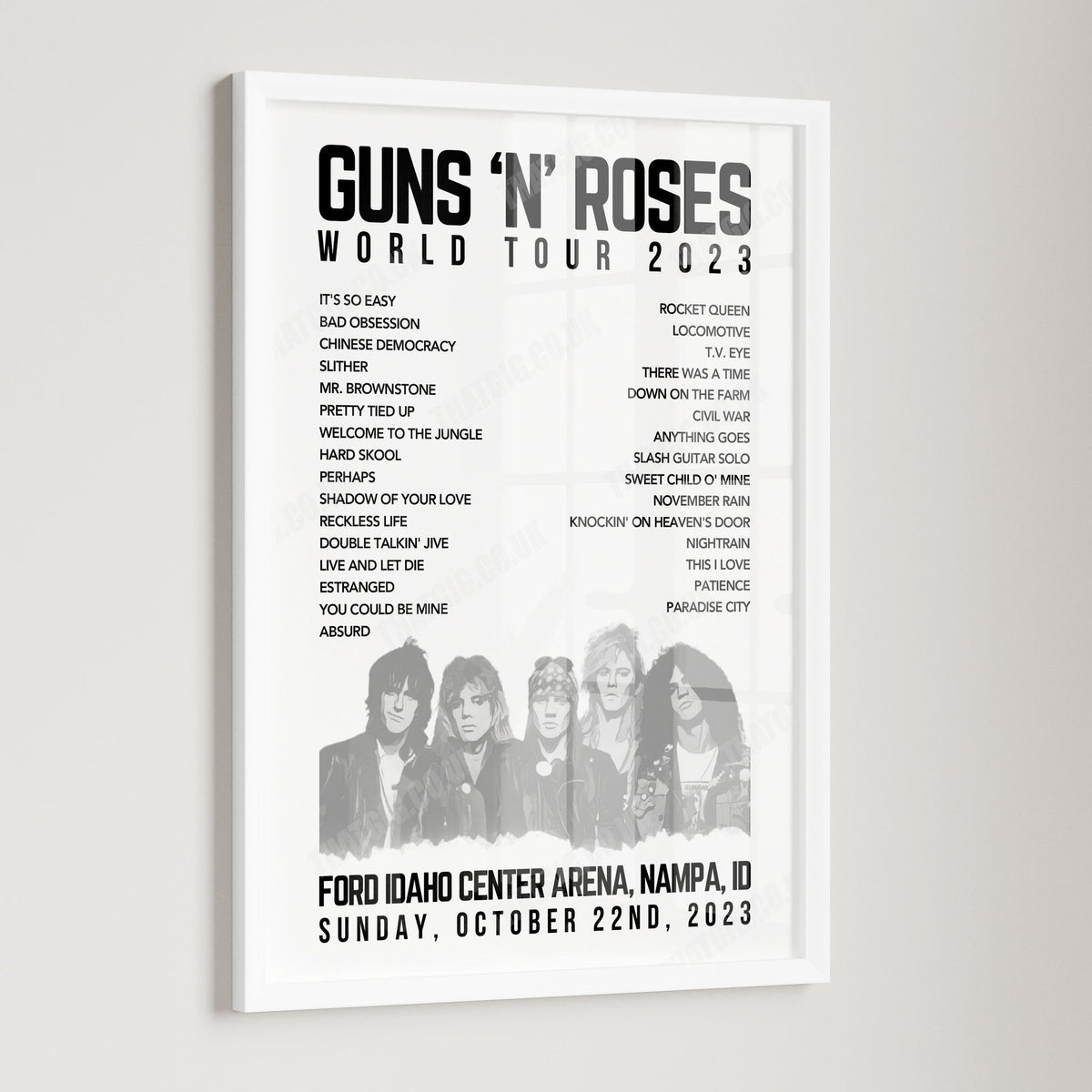 Guns N’ Roses Setlist Poster - Ford Idaho Center Arena, Nampa - October 22nd, 2023