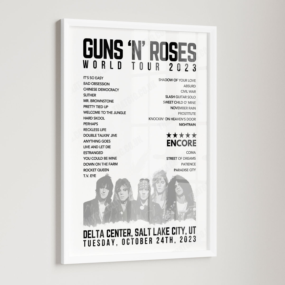 Guns N’ Roses Setlist Poster - Delta Center, Salt Lake City - October 24th, 2023