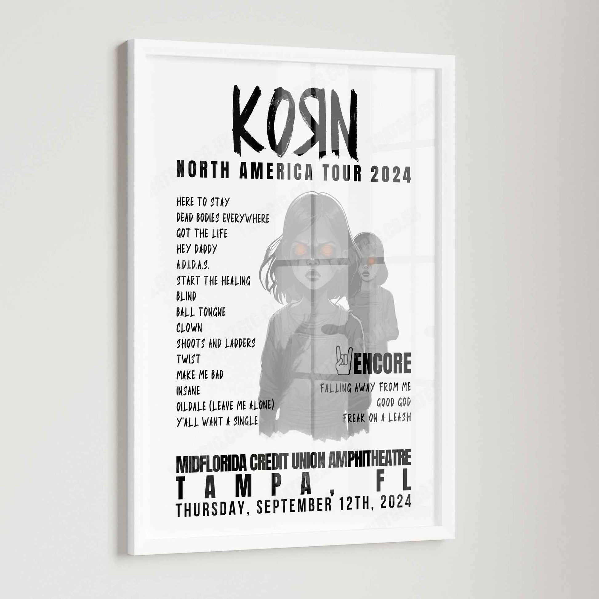 Korn Setlist Poster, Freedom Mortgage Pavilion, Camden - September 20th, 2024