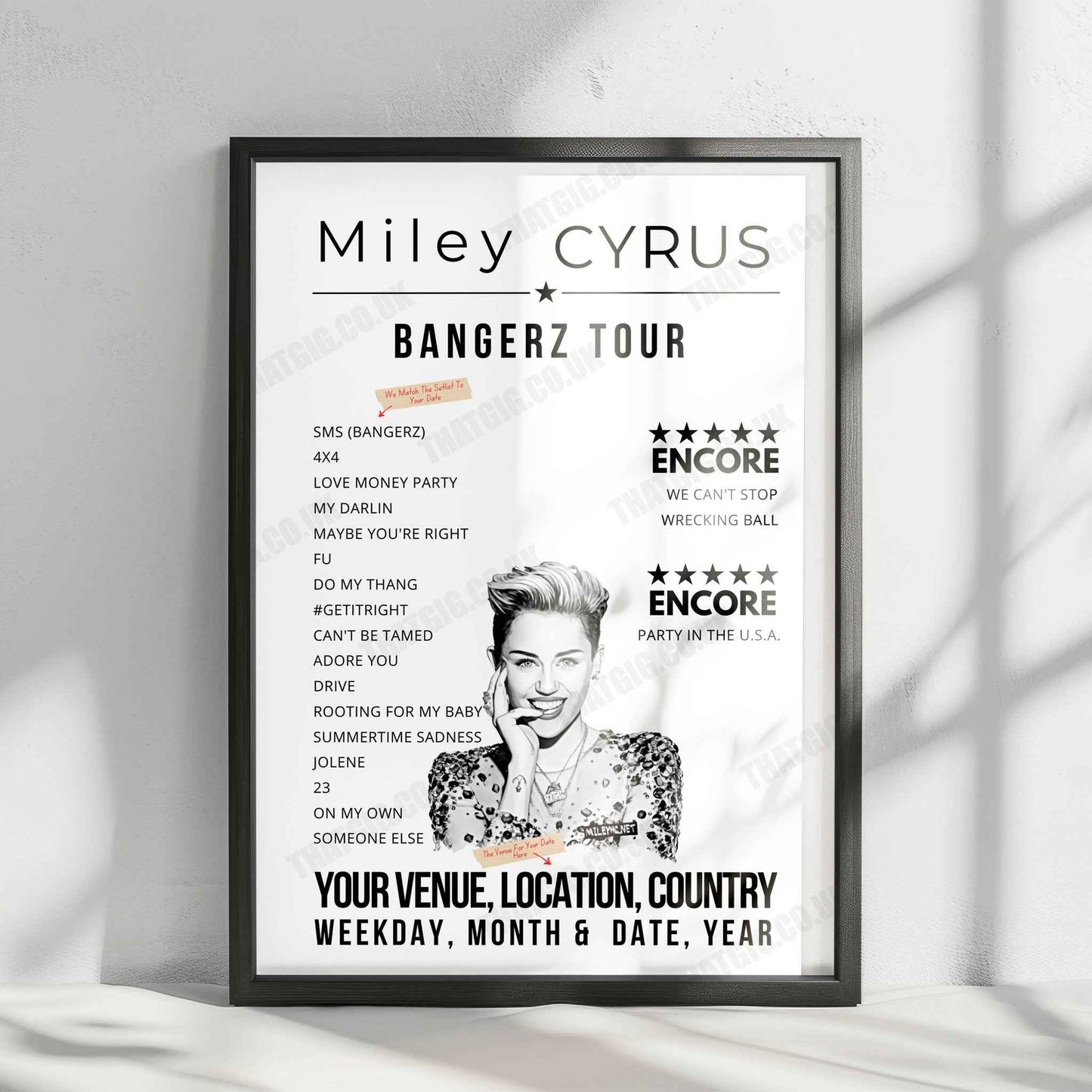 Miley Cyrus Setlist Poster - Autódromo Hermanos Rodríguez, Mexico City - November 20th, 2022