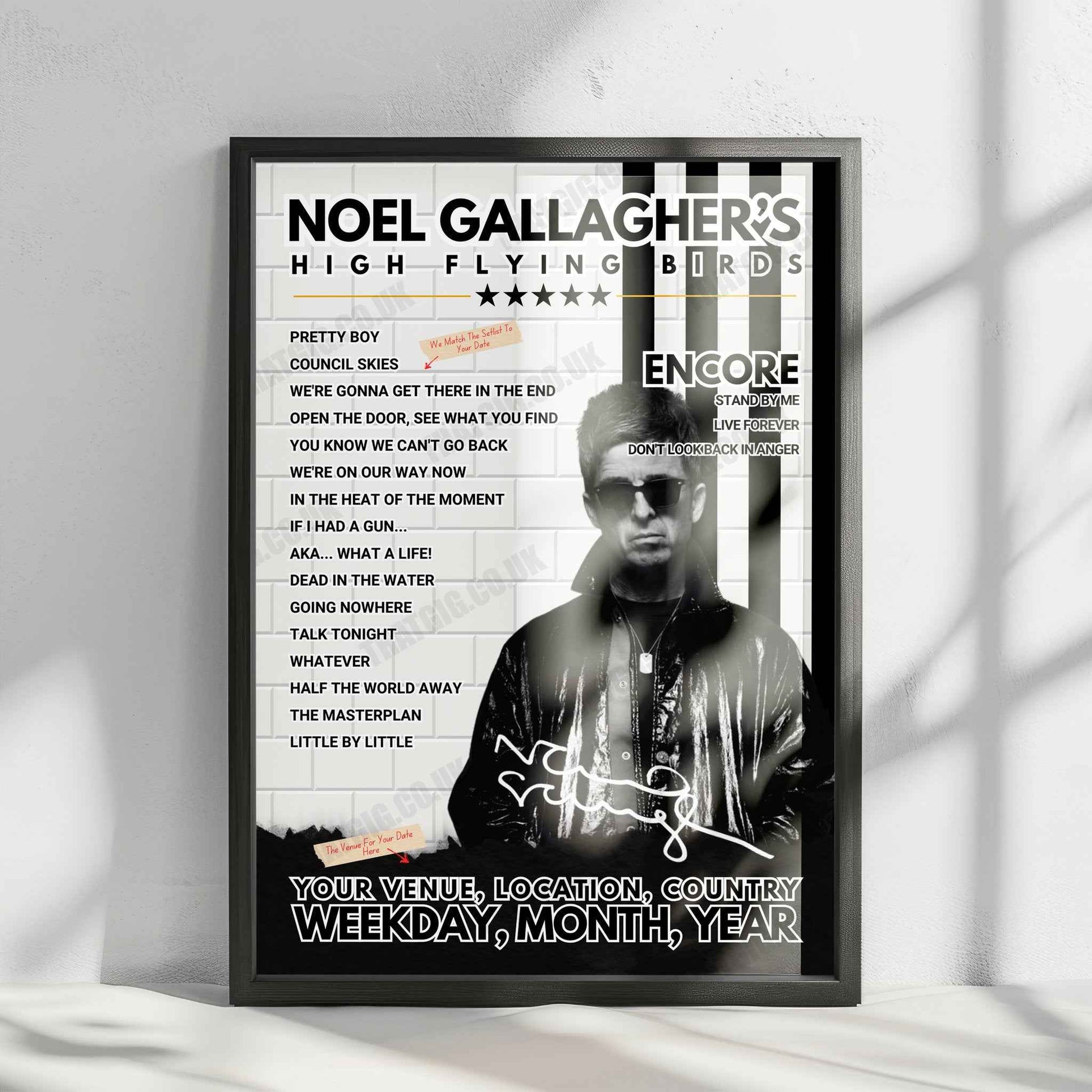Noel Gallagher’s High Flying Birds Setlist Poster - Alexandra Park, London, England - July 20th, 2024