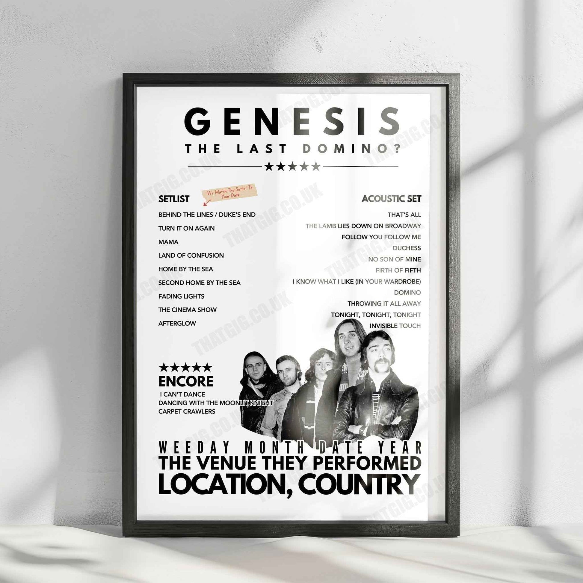 Genesis Setlist Poster - The O2 Arena, London, England - March 25th, 2022