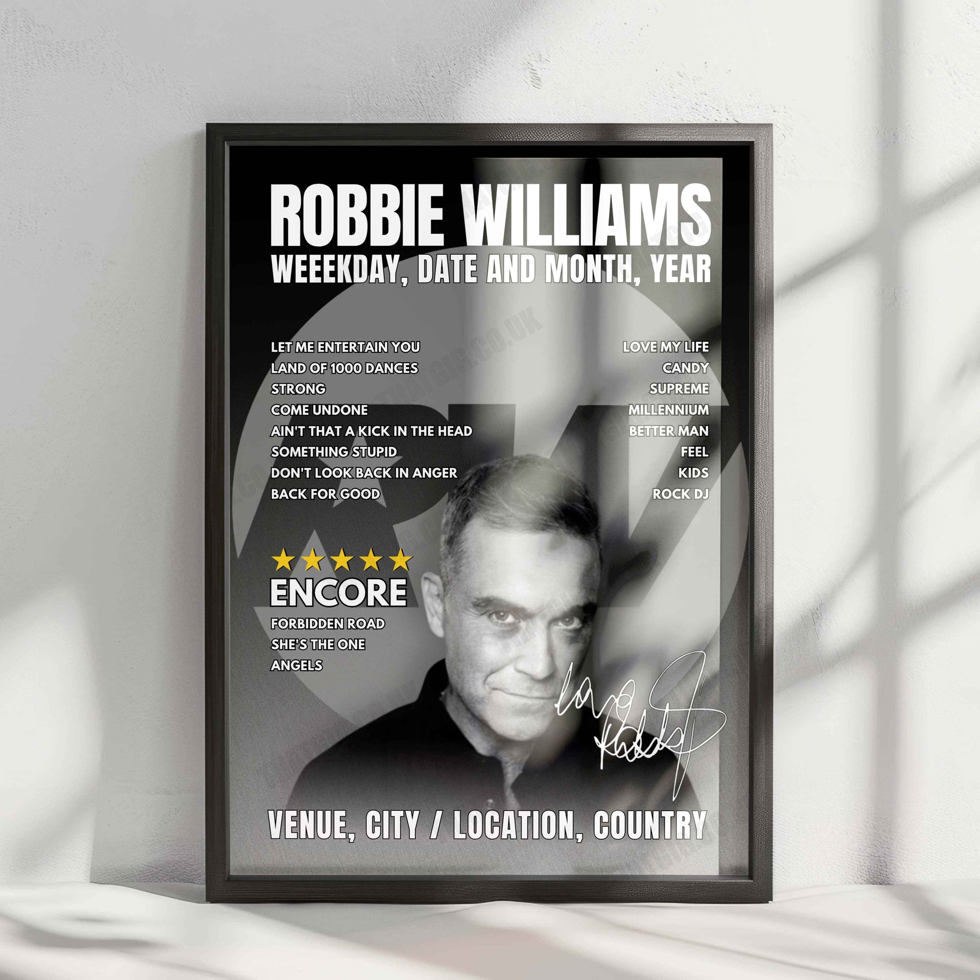 Robbie Williams Setlist Poster - Waldbühne, Berlin - July 22nd, 2025