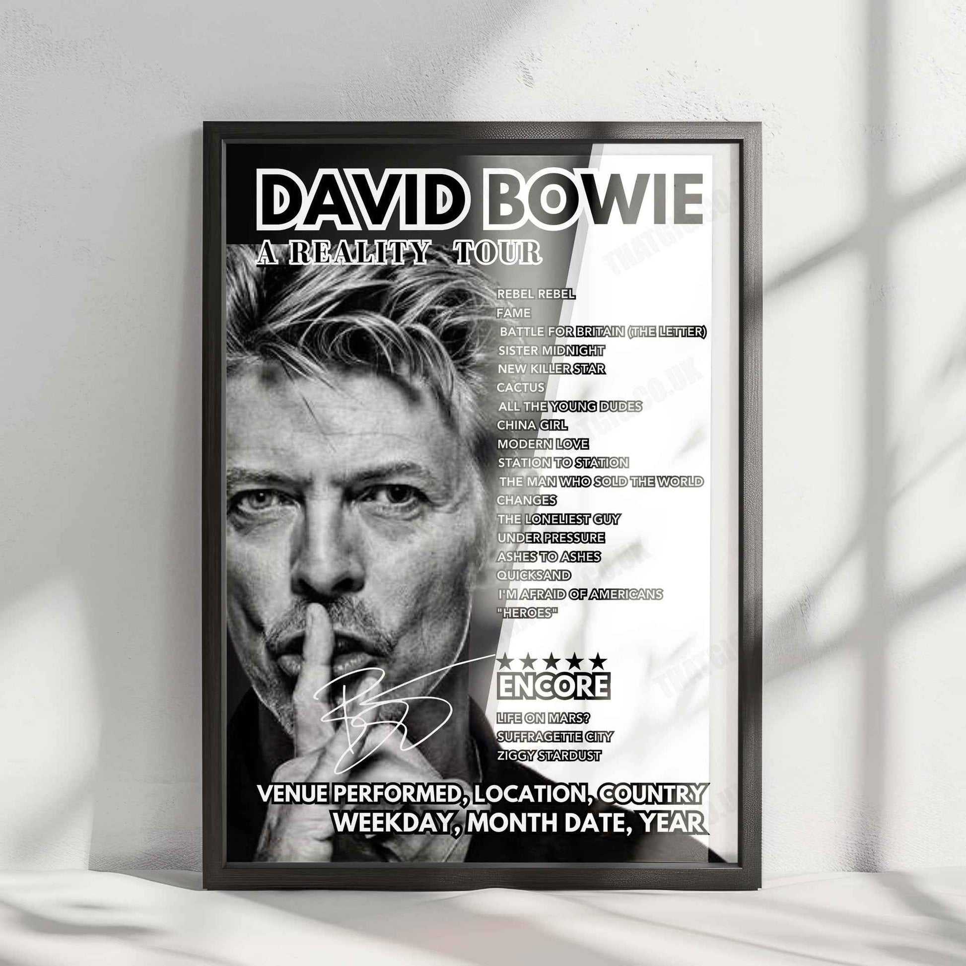 David Bowie Setlist Poster - Rexall Place, Edmonton - April 9th, 2004
