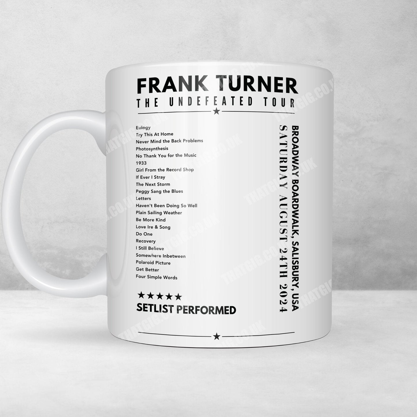 Frank Turner Setlist Poster - Broadway Boardwalk, Salisbury Beach - August 24th, 2024