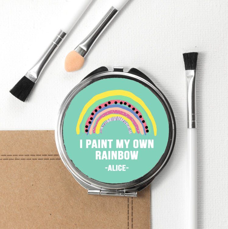 Personalised My Own Rainbow Round Compact Mirror