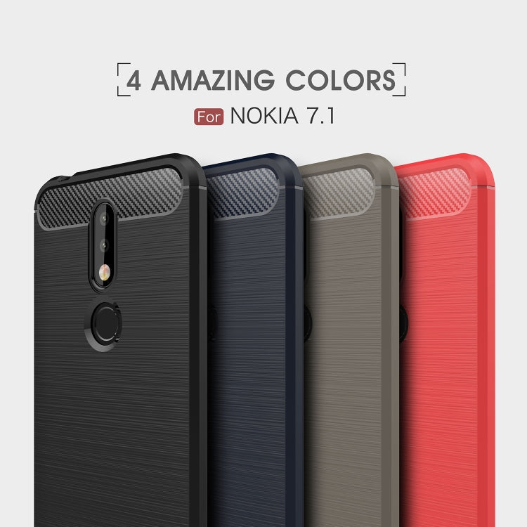Brushed Texture Carbon Fiber Soft TPU Case for Nokia 7.1, Nokia 7.1