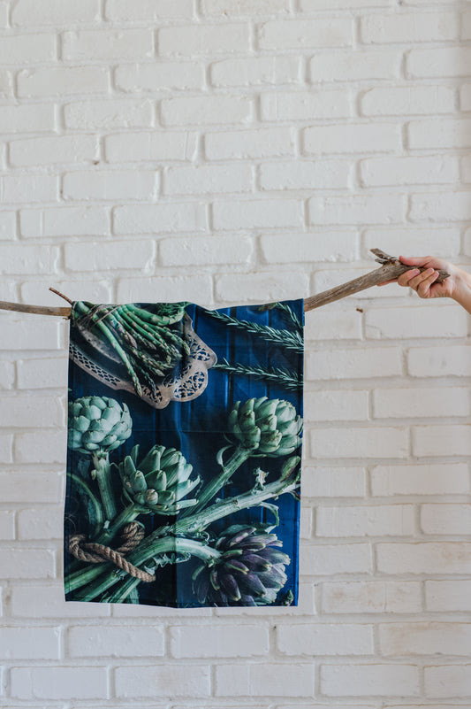Artichoke & Asparagus Cotton Tea Towel