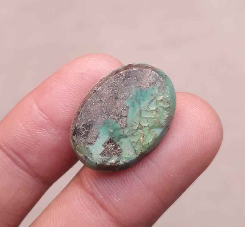 19.4ct Morenci Turquoise - Natural Turquoise - Green Matrix Turquoise - 22x16 mm
