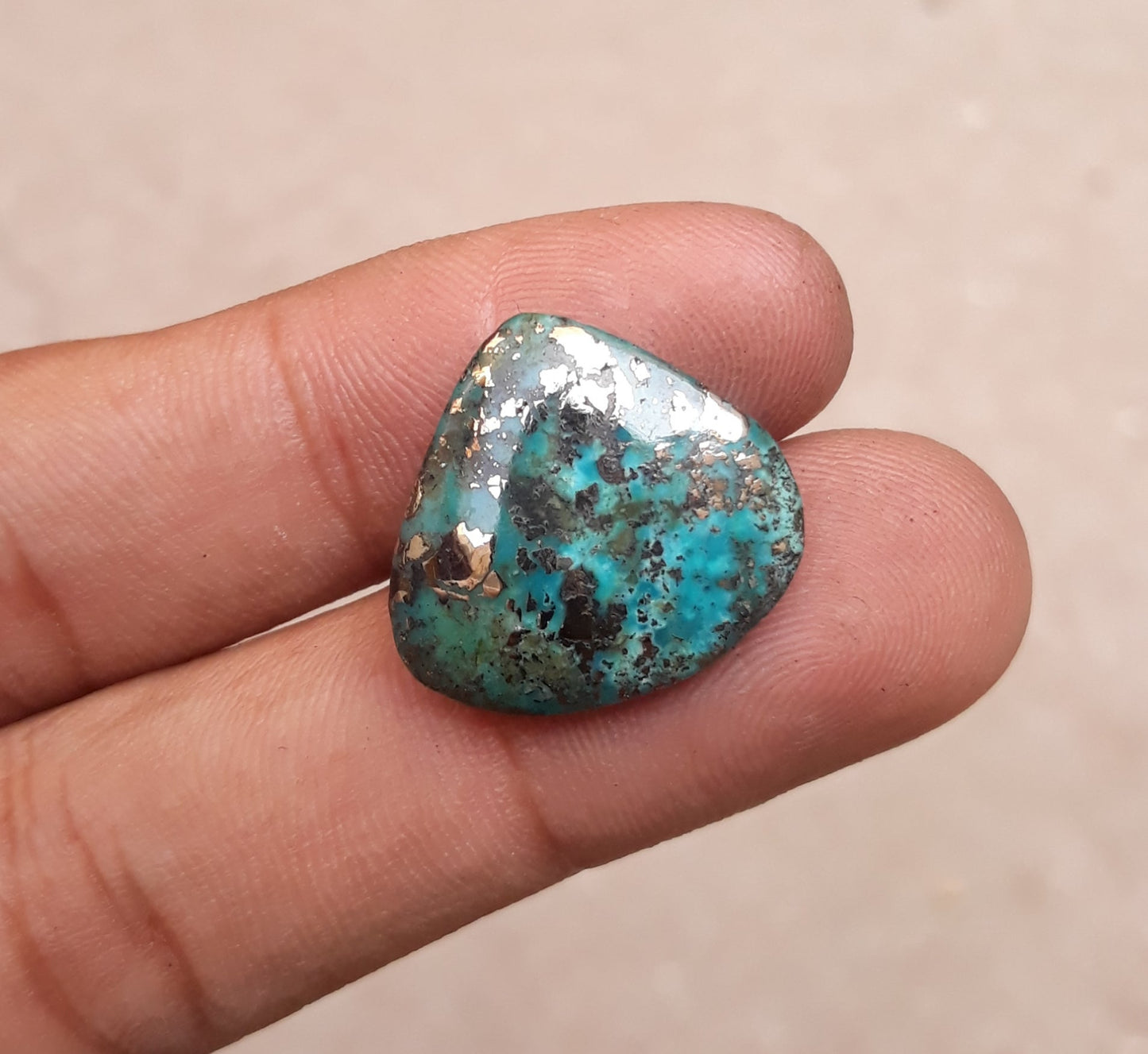 11ct Natural Turquoise with Pyrite - Shajri Feroza - 20x21mm