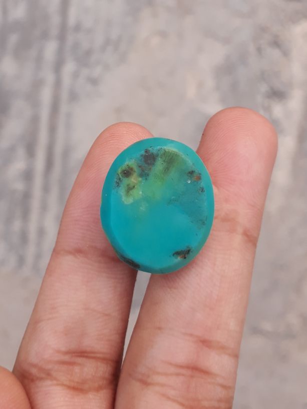 Natural Green Turquoise, Oval Shape - Persian Turquoise - Green Feroza - 21.7ct- 21x18mm