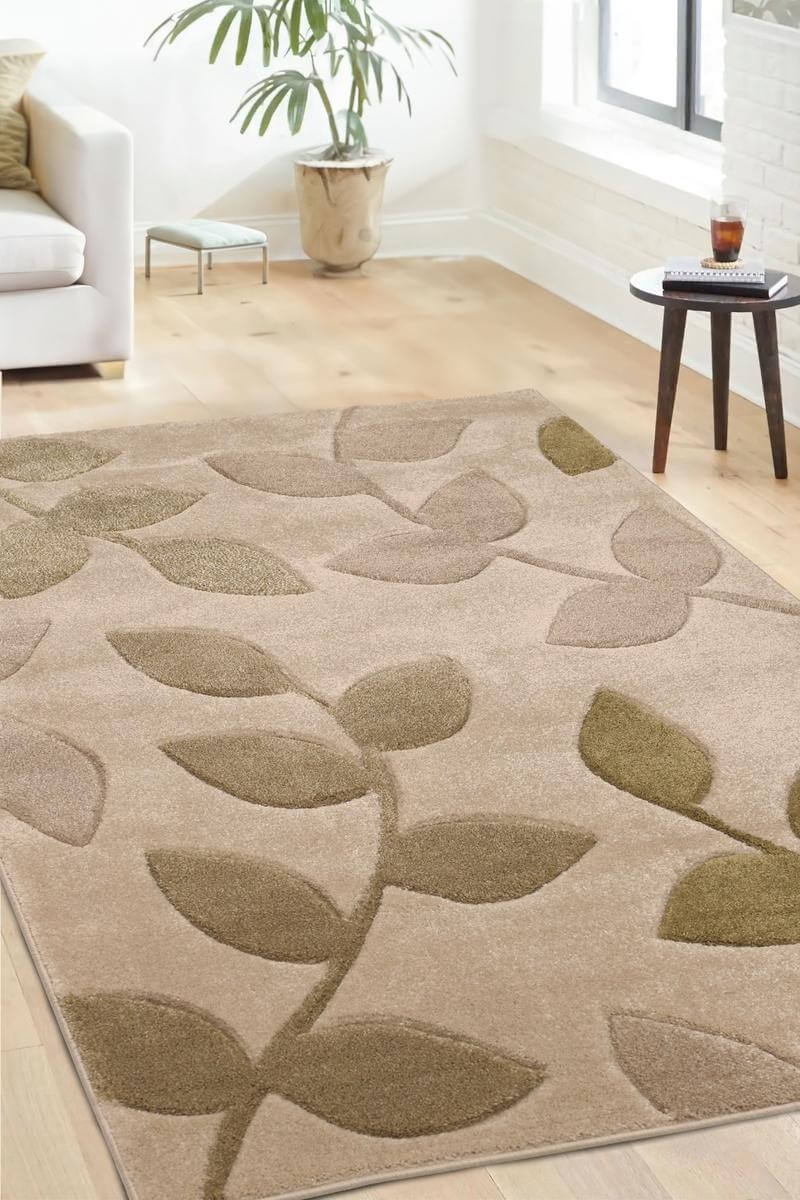 Newport Leaf Rug – Hand-Carved Floral Design