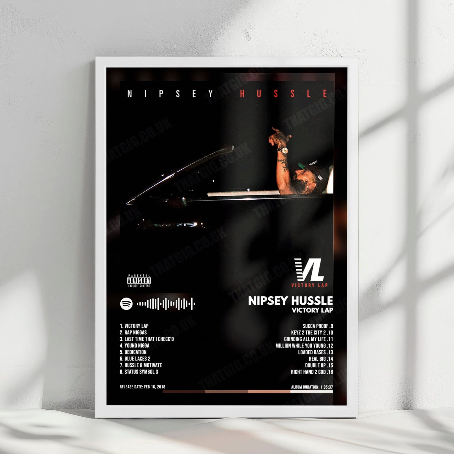 Nipsey Hussle "Victory Lap" Album Cover Poster - with Complete Tracklist