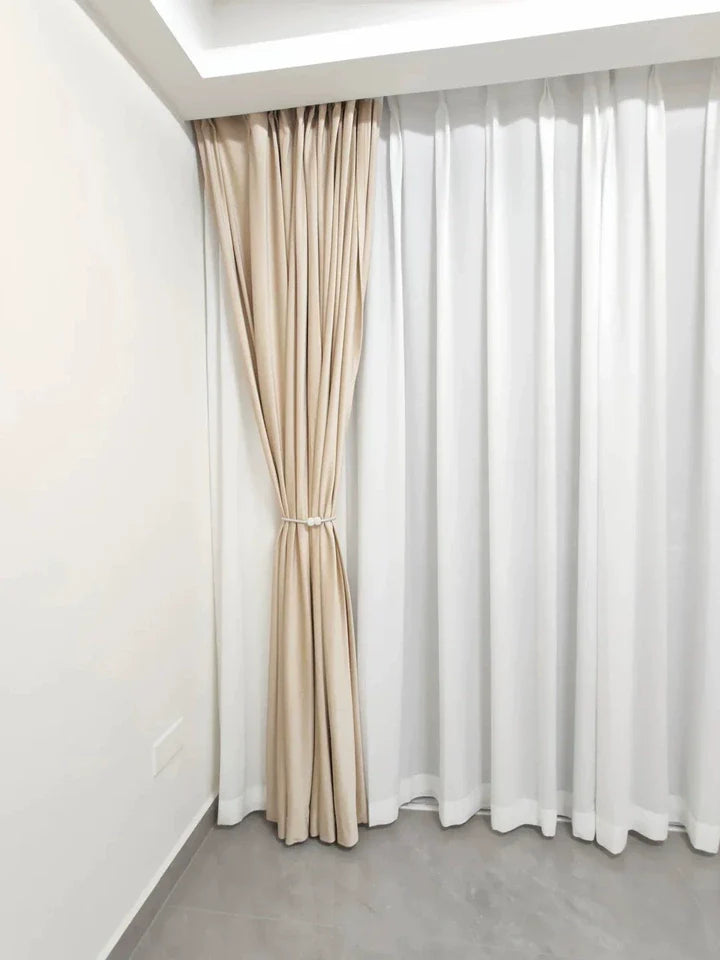 Modern Beige Velvet Curtains for Living Dining Room Bedroom Australian Cashmere Blackout Custom Door Window Drape Room Decor