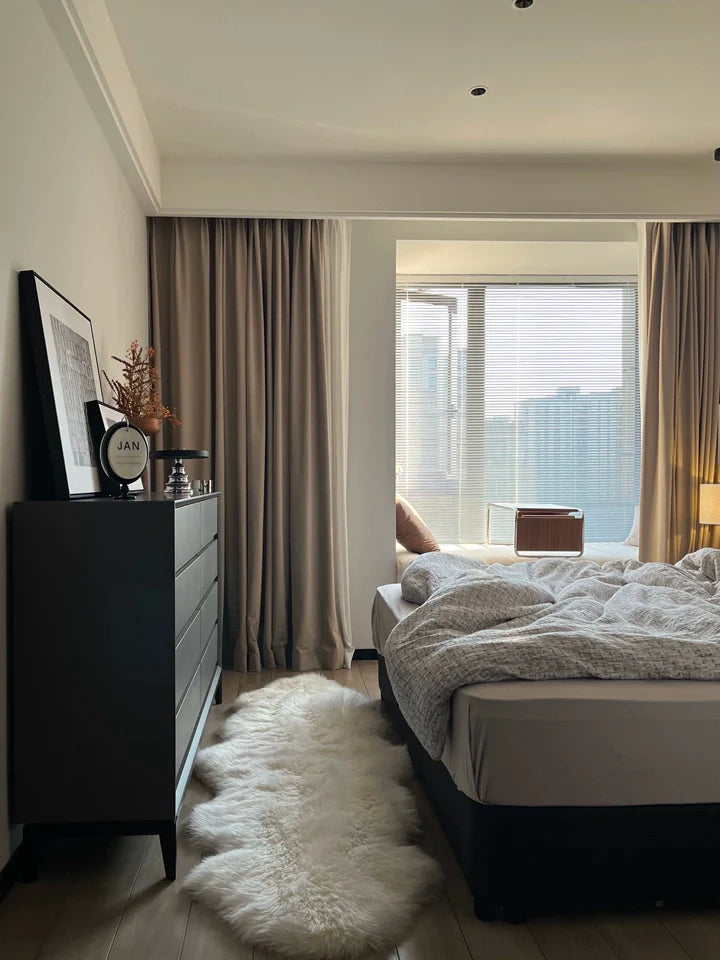 Modern Beige Velvet Curtains for Living Dining Room Bedroom Australian Cashmere Blackout Custom Door Window Drape Room Decor