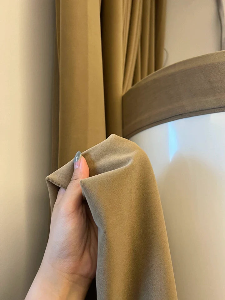 Modern Beige Velvet Curtains for Living Dining Room Bedroom Australian Cashmere Blackout Custom Door Window Drape Room Decor