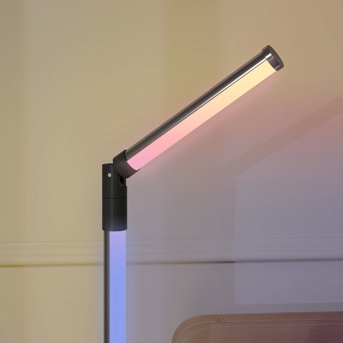 HOMCOM LED Floor Lamp, Corner Floor Lamp with App & Remote Control Dark Grey