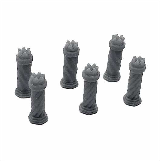 O Scale Ready to Paint Chimney Pot - Tudor-Style - Mixed (6 pack)
