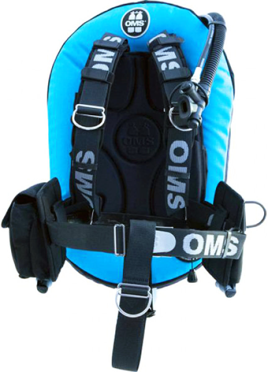 OMS Miami Blue/Black 27Lb12.5Kg Aluminum Comfort Harness III Performance Mono Signature Single Tank BC System S11618027