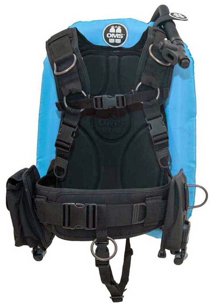 OMS Miami Blue/Black 32Lb14.5Kg IQ Lite Cummerband Signature Harness Performance Mono Wing BC System Size S S11618076