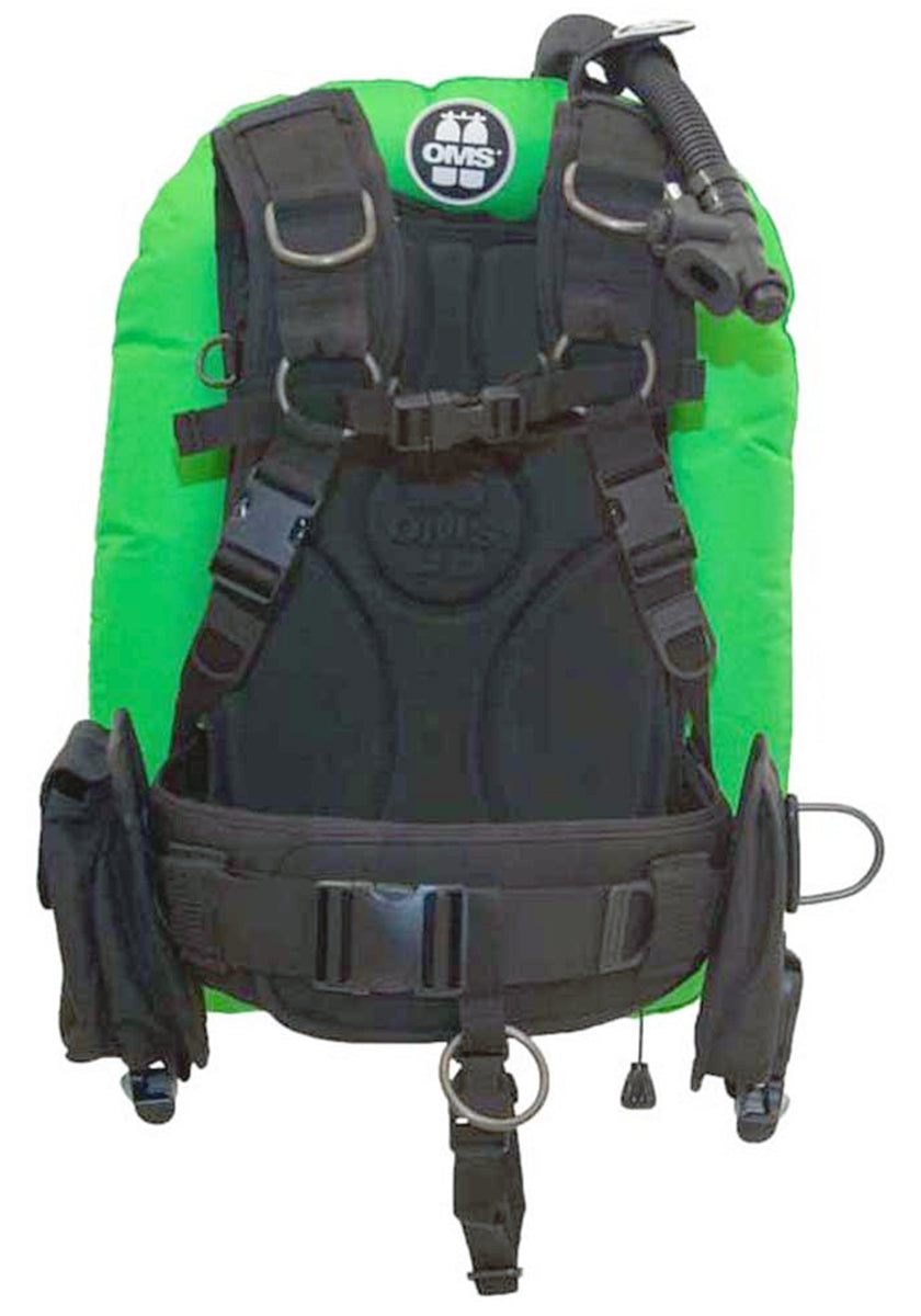 OMS Lizard Green/Black 32Lb14.5Kg IQ Lite Cummerband Signature Harness Performance Mono Wing BC System Size XL S11618090