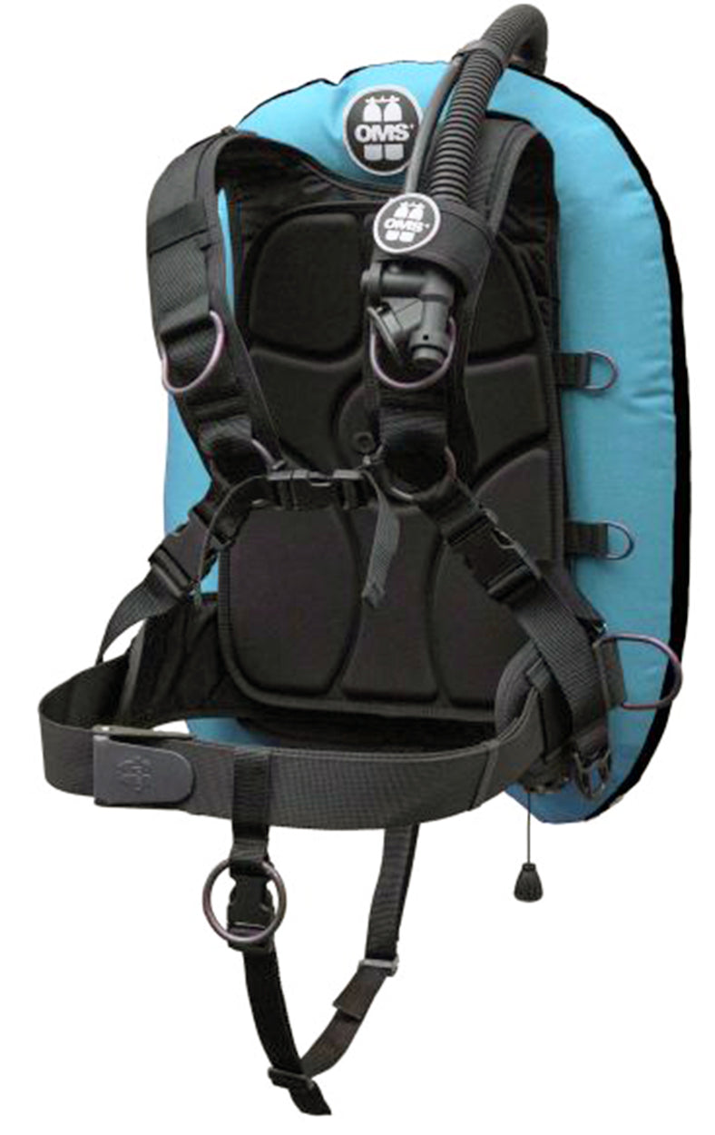 OMS Miami Blue/Black 32Lb14.5Kg IQ Lite Harness Performance Mono Wing BC System Size XL S11618082