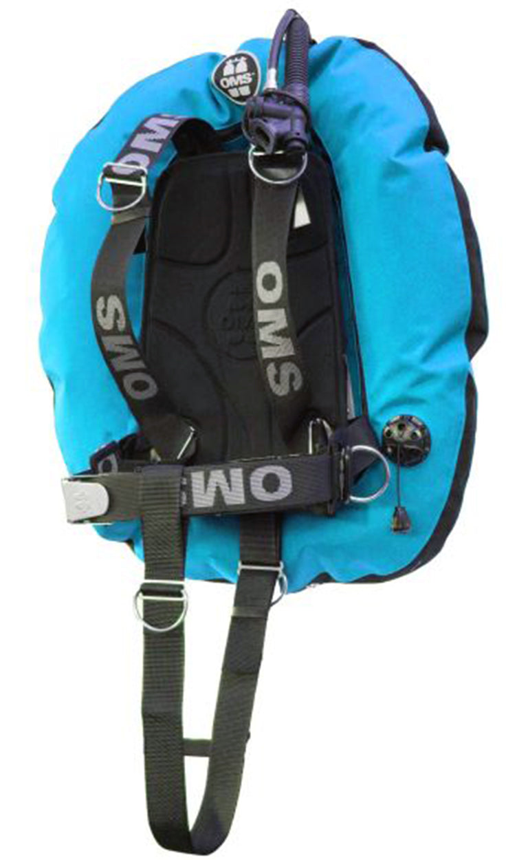 OMS Miami Blue/Black 45Lb20Kg Stainless Steel SmartStream Twin Tank BC System with Performance Double Wing S11718005