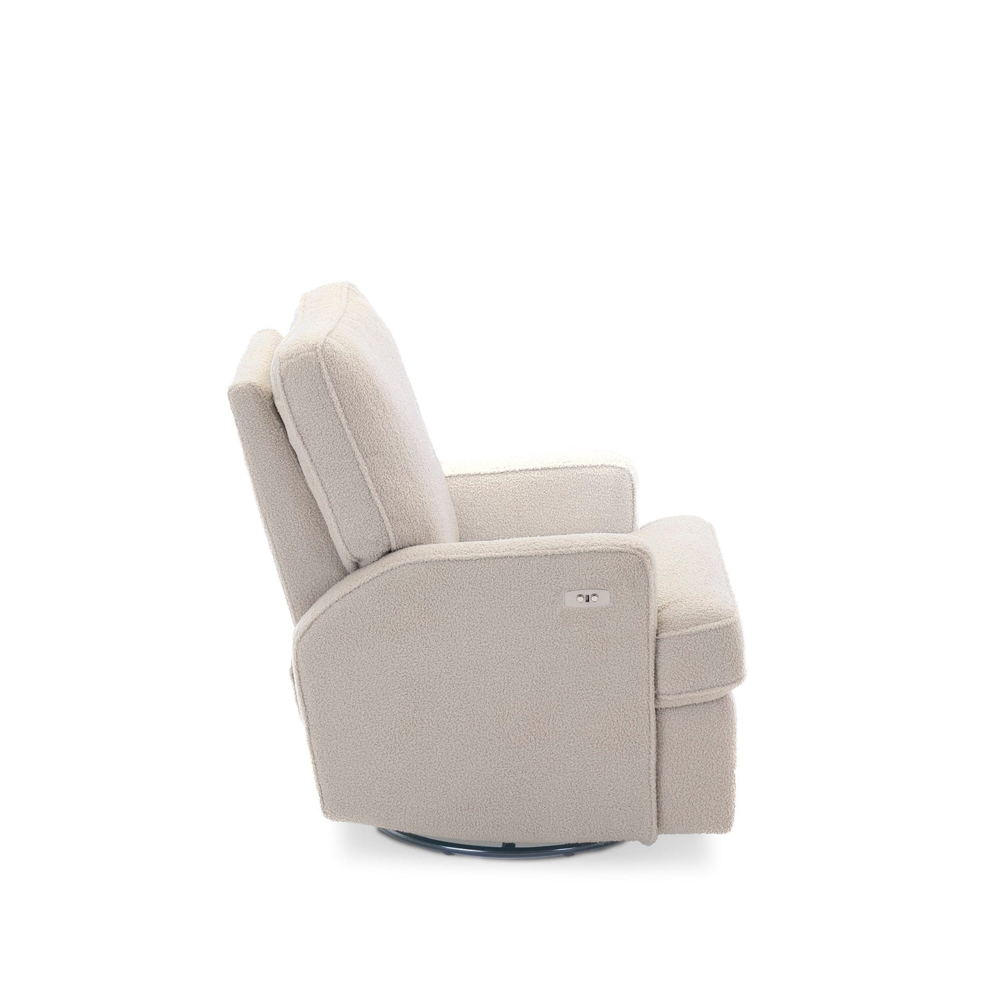 Madison Electric Swivel Glider Recliner Chair - Teddy Fabric Ivory