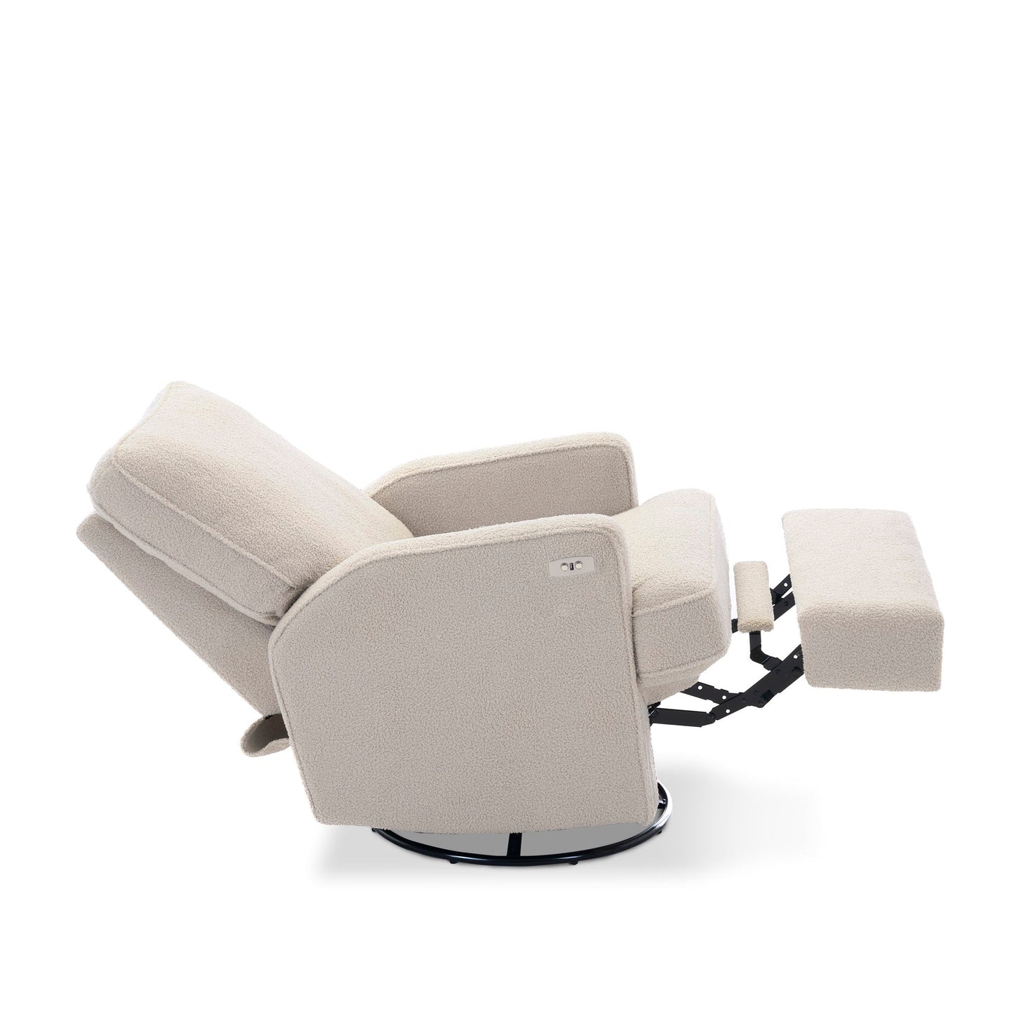Madison Electric Swivel Glider Recliner Chair - Teddy Fabric Ivory