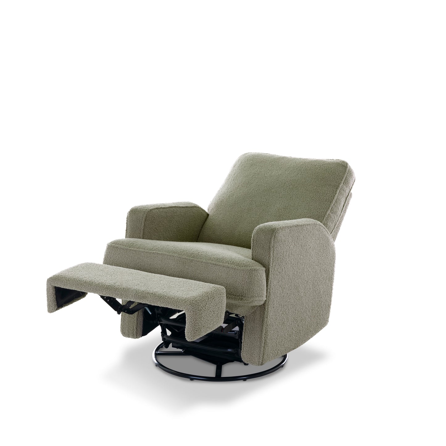Madison Swivel Glider Recliner Chair - Teddy Fabric Olive