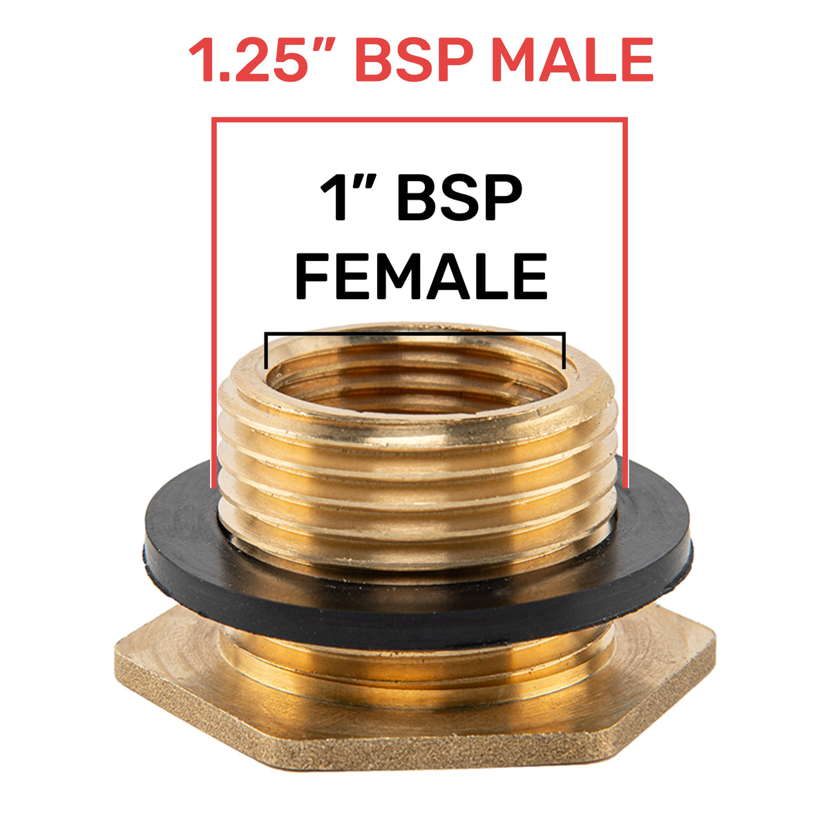 Water Butt Brass 1.25" BSP Male - 1" BSP Female