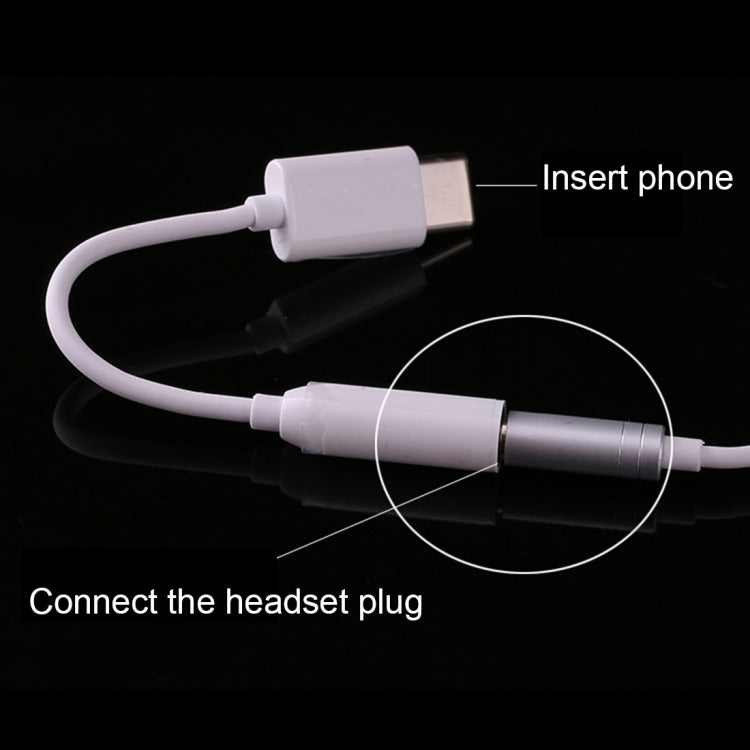 USB-C / Type-C to 3.5mm Audio Adapter, Length: about 10cm(White)