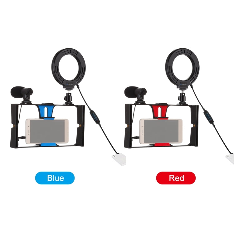 PULUZ 3-in-1 Vlogging Rig with Microphone, 4.7" LED Light, Cold Shoe Tripod for Smartphones (Blue)