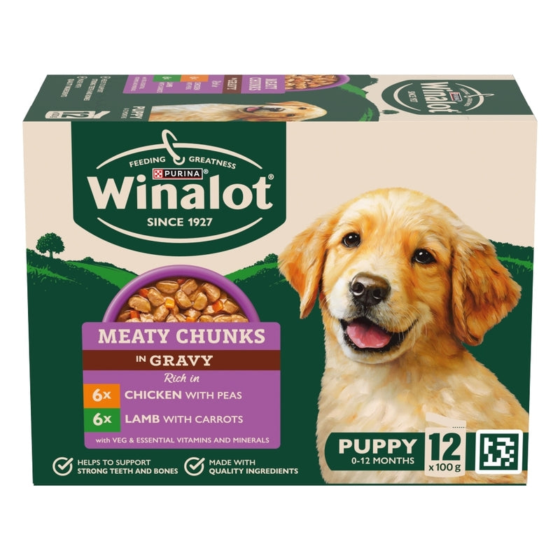 Winalot Puppy Meaty Chunks in Gravy 12 x 100g - Case of 4