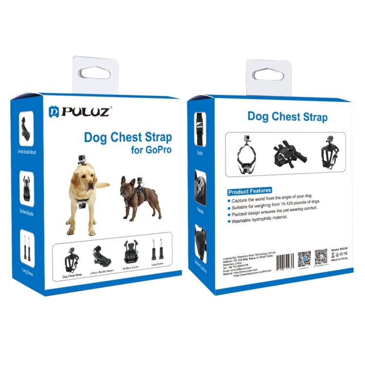 PULUZ Dog Chest Harness for GoPro, Insta360 & DJI Action Cameras