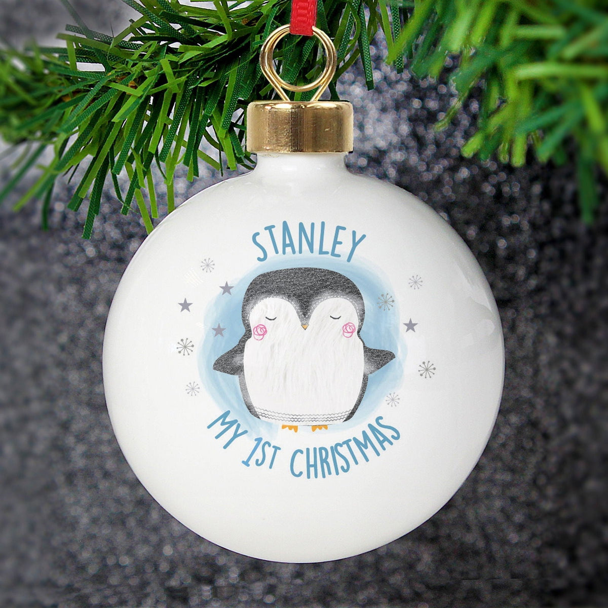 Personalised 1st Christmas Pengiun Bauble