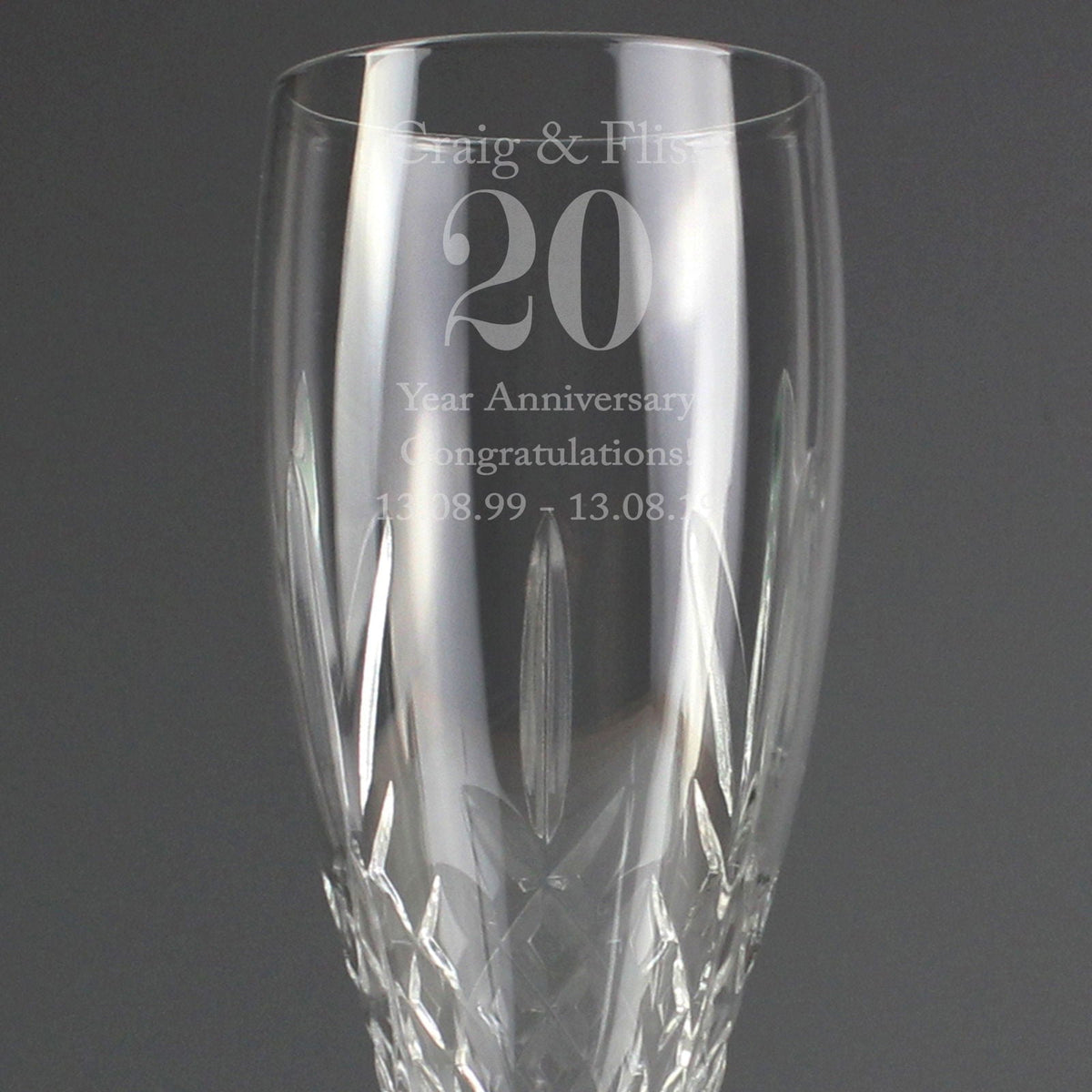 Personalised Big Age Cut Crystal Champagne Flute