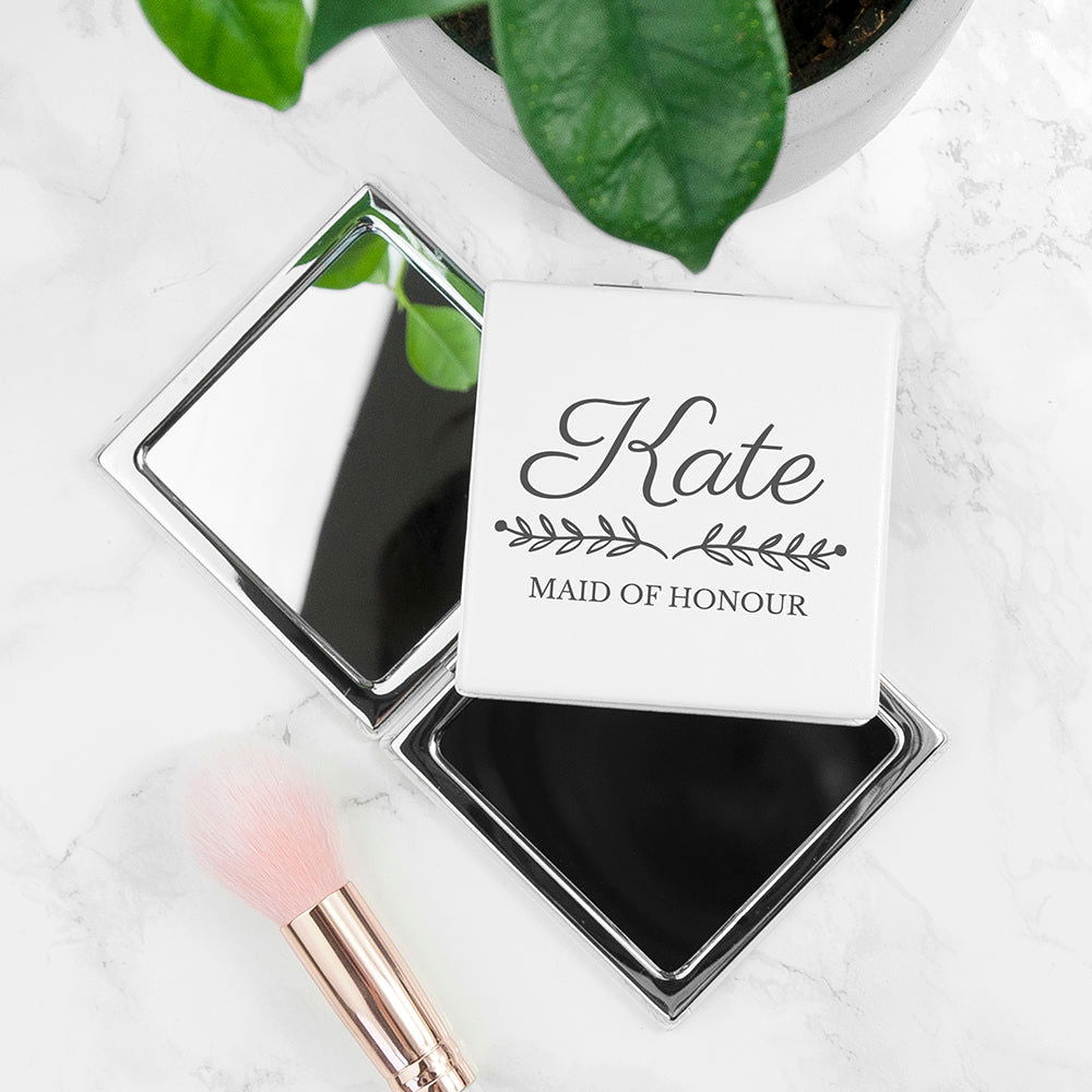 Personalised Bridal Party Round Compact Mirror