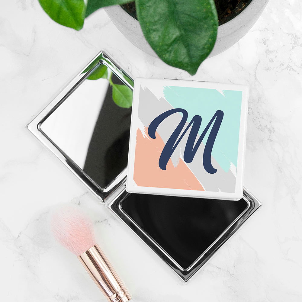 Personalised Brush Stroke Square Compact Mirror - Sunset