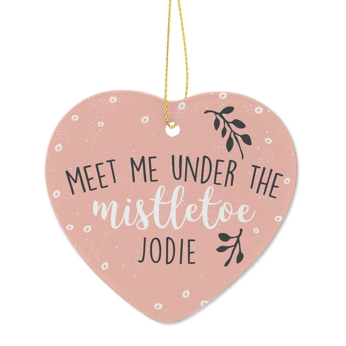 Personalised 'Meet Me Under The Mistletoe' Ceramic Heart Decoration
