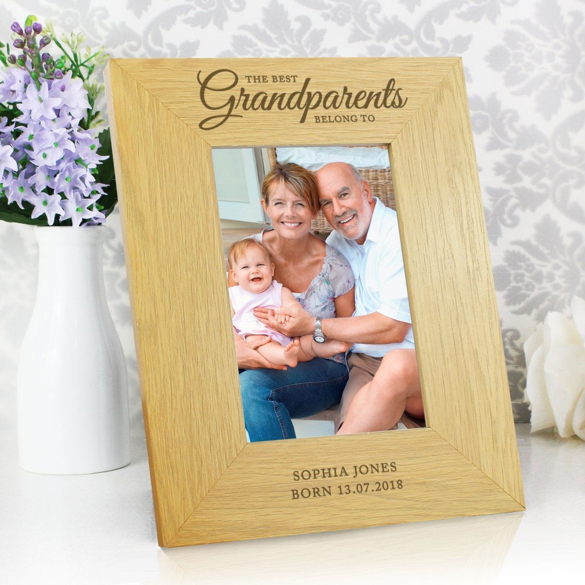 Personalised "The Best Grandparents"4x6 Inch Oak Finish Photo Frame