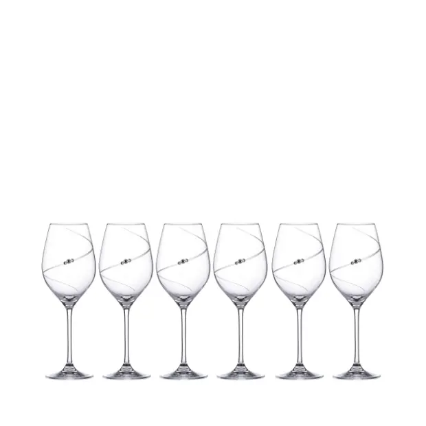 Diamante Wine Glasses with Swarovski Crystals - Gift Box of 6