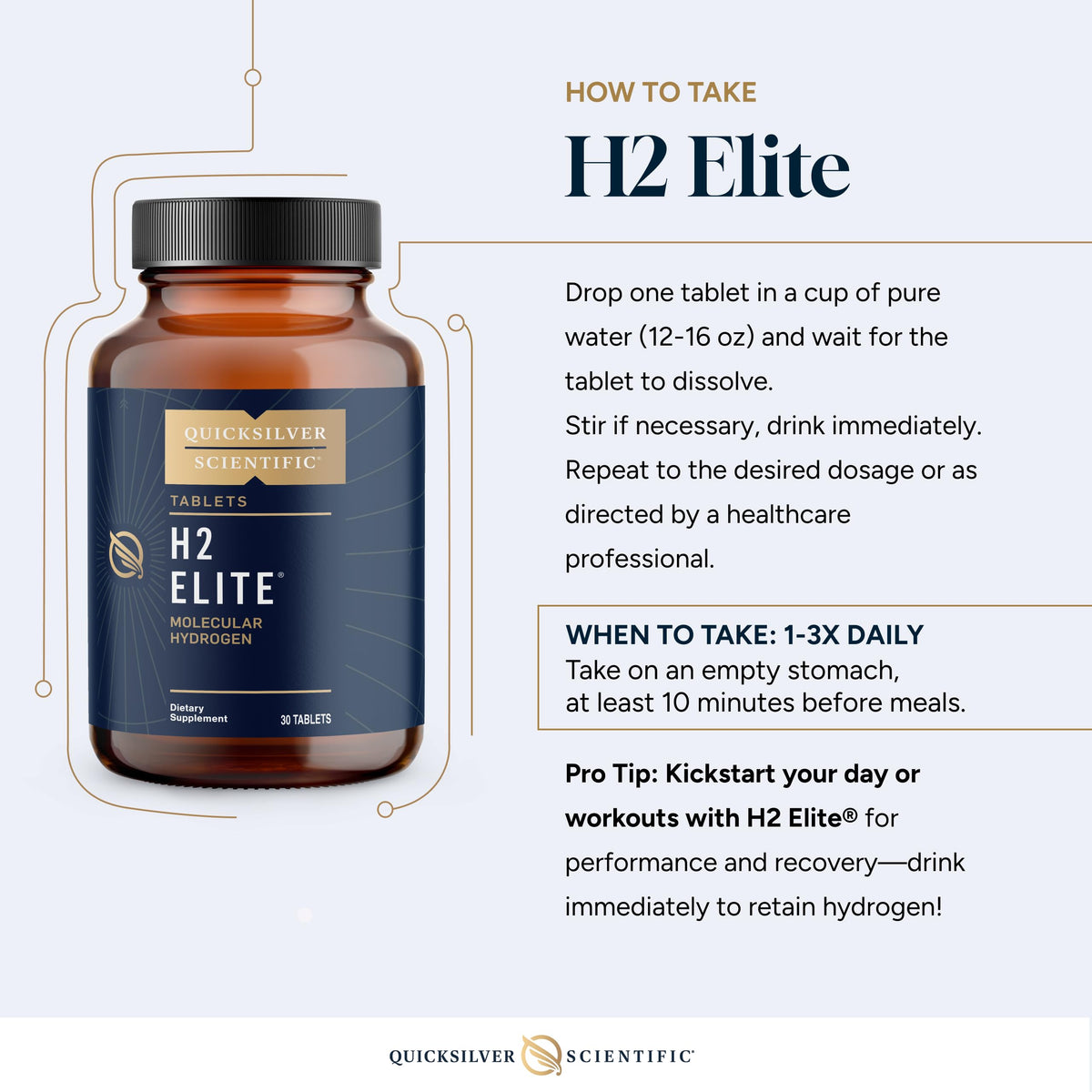 Quicksilver H2 Elite – Molecular Hydrogen Tablets for Energy & Metabolism