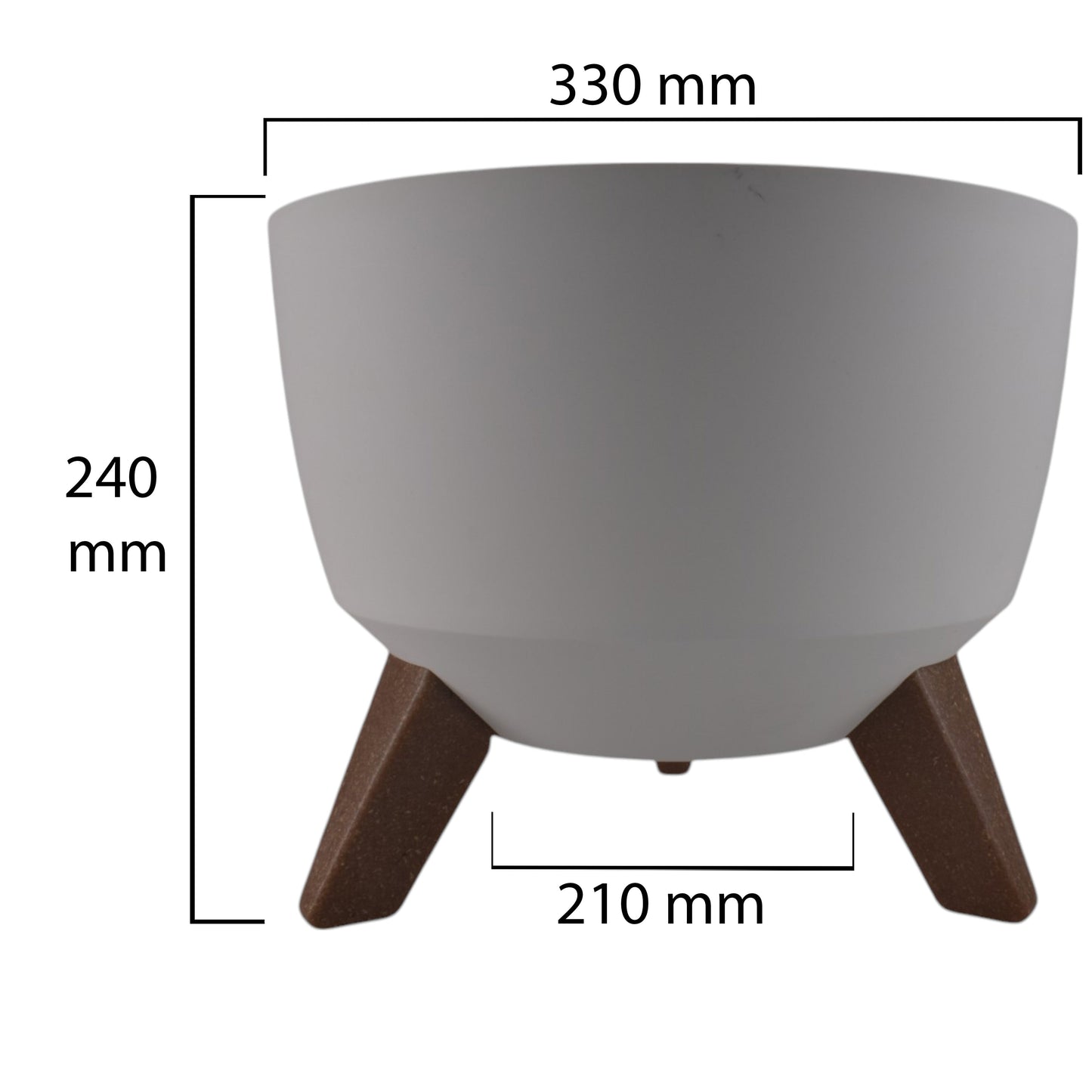 Roma Bowl Pot with Legs, Insert and Hole with Plug 330mm White