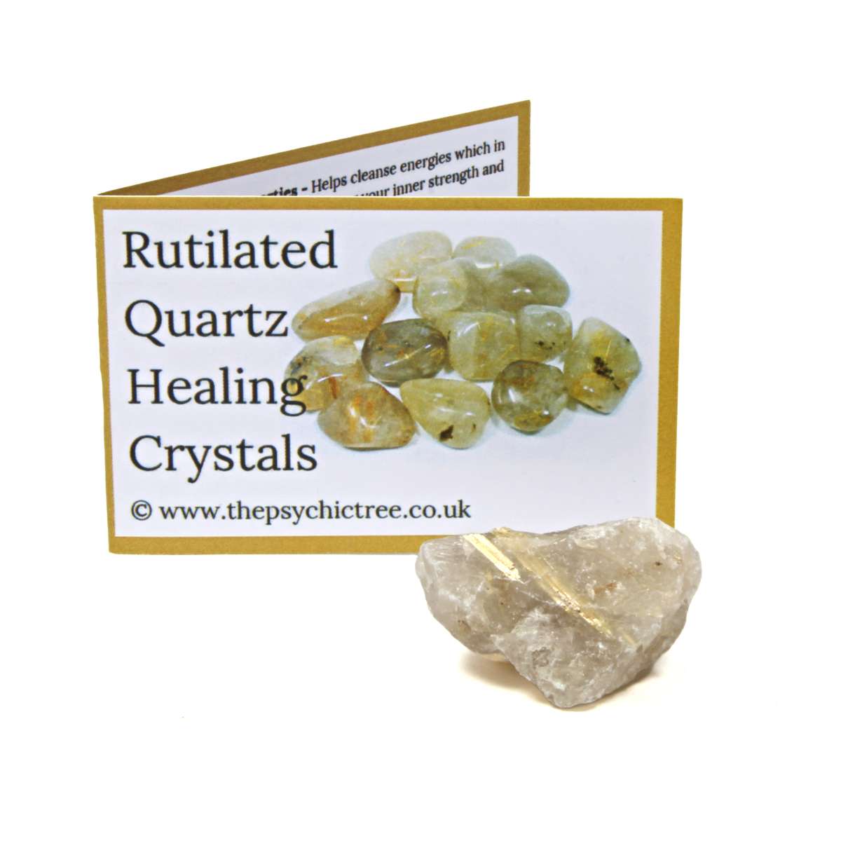 Rutilated Quartz Rough Crystal & Guide Pack